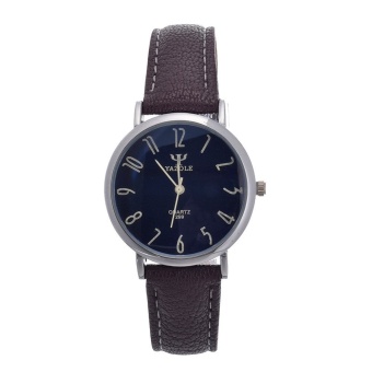 Yazole UNISEX Date Leather Stainless Steel Military Sport Quartz Wrist Watch (Black+Brown) - intl  