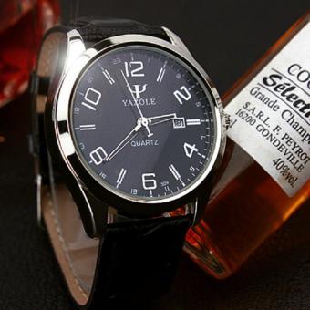 YAZOLE Vintage kulit Fashion pria Band Stainless Steel olahraga bisnis jam tangan kuarsa yzl309h - hitam - Internasional  