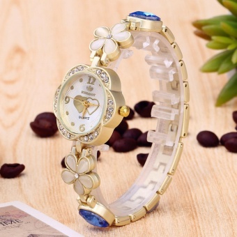 Yika Women Luxury Brand New Geneva Ladies Quartz-Watch Gifts For Girl Full Stainless Steel Rhinestone wrist watches - intl  