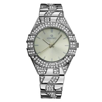 YJJZB Kingsky lady all-match diamond watch brand female table quartz watch manufacturers more drilling pop group (White)  