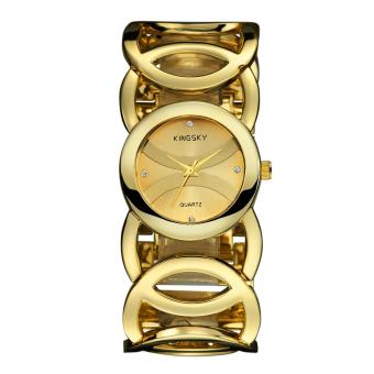 YJJZB Sales of kingsky brand watches hollow vacuum plating quartz watch female foreign trade import movement (Gold)  