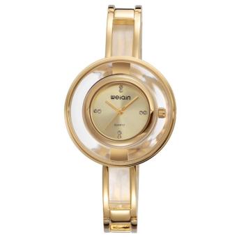 YJJZB WEIQIN Brand Luxury Business Ladies Bracelet Watch Women Full Stainless Steel Gold Life Waterproof Wristwatch relogio (Gold)  