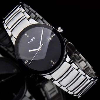 YJJZB YOME's watch is brand Mens watch waterproof fashion quartz watch fine steel lovers fashion watch (1 X women Watch) (Black)  