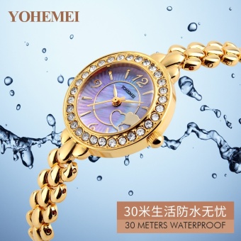 YOHEMEI 0183 Fashion Women's Watches Rhinestones Metal Bracelet Strap Watch Waterproof Korean Style Quartz Diamond Ladies Watch - Purple - intl  