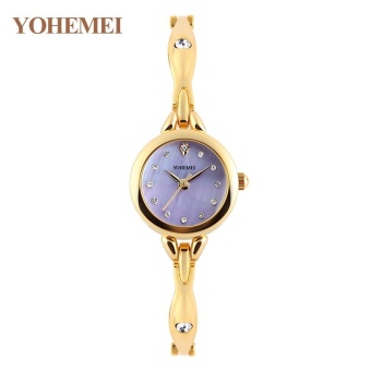 YOHEMEI 0184 Luxury Brand Women Waterproof Gold Alloy Strap Quartz Watch - Purple  