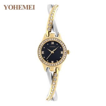 YOHEMEI 0193 Ladies New Fashion Elegant Luxury Famous Quartz Watch Women Casual Alloy Strap Wristwatches - Black - intl  