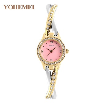 YOHEMEI 0193 Ladies New Fashion Elegant Luxury Famous Quartz Watch Women Casual Alloy Strap Wristwatches - Pink - intl  