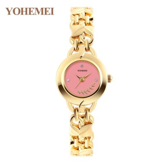 YOHEMEI Ladies Casual Quartz Wristwatches Women Alloy Strap Bracelet Watch 0178 - Pink - intl  
