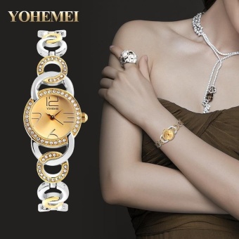 YOHEMEI Ladies Luxury Elegant Watch Women Rhinestone Quartz Wristwatches 0192 - Gold - intl  