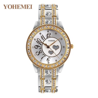 YOHEMEI Women's Casual Quartz Alloy Strap Watch Ladies Diamond Crystal Bracelet Watches - Silver - intl  