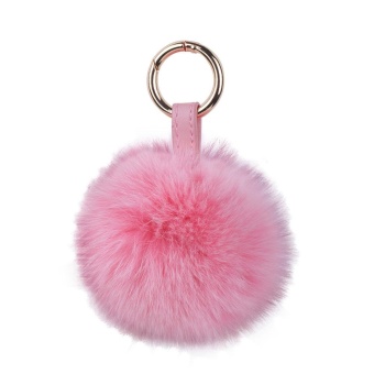 Gambar yugos Fox Fur Ball Keyring Key Chain For Car Key Women Bag Charm(Pink)   intl