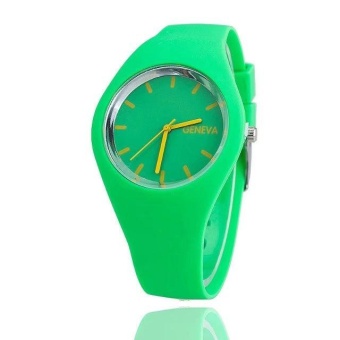 Yumite Fashion Silicone Geneva Men's Watch Silicone Watch Student Fashion Watch Ladies Casual Watch Green Strap Green Dial - intl  