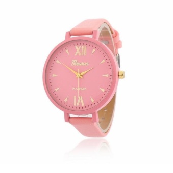 Yumite Geneva Belt Watch Women's Big Dial Scales with Roman Scale Female Watch Fashion Watch Student Watch Pink Strap Pink Dial - intl  