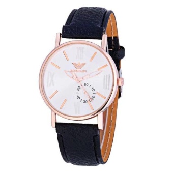 Yumite Watches Waterproof Men's Watch Belt Slim Couple Watch Korean Vintage Women's Watch Fashion Couple Watch Black Bracelet White Dial - intl  