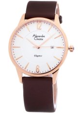 Alexandre Christie 8467 - Jam Tangan Pria - Strap Kulit - Rosegold Putih