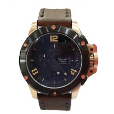 Alexandre Christie - Jam Tangan Pria - Leather Strap - AC 6295 Brown Gold