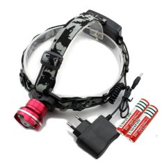 Genwiss Outdoor 3000LM CREE T6 LED Waterproof Headlamp with 18650 Rechargeable Batteries and 1 X Charger for Camping Biking Working Hunting Fishing Riding Walking(Red) (Intl)