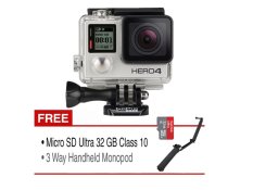 GoPro Hero 4 Silver 12MP Free 3 Way Tongsis - Memory 32GB
