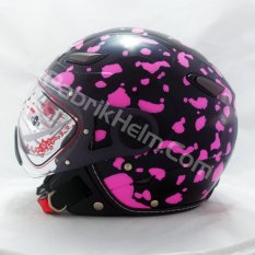 JPN Helm KP08 Motif Dalmation Hitam - Pink