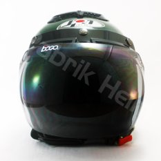 JPN Helm Retro Taiwan Kaca Bogo Glossy Hijau Tua