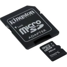 Kingston Micro SDHC Secure Digital High Capacity Card 16GB Class 4 4MB/s untuk Memori External HP Polytron, Smartfren, Evercross - Hitam