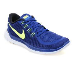 Nike Free 5.0 Sepatu Lari Pria - Deep Royal Blue-Volt-Racer Blue-Putih