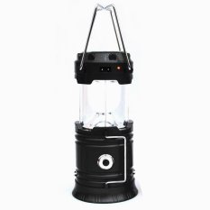 Premium - Lampu Emergency Lentera Camping dan Senter 2in1 Solar Charger Power Bank - Hitam